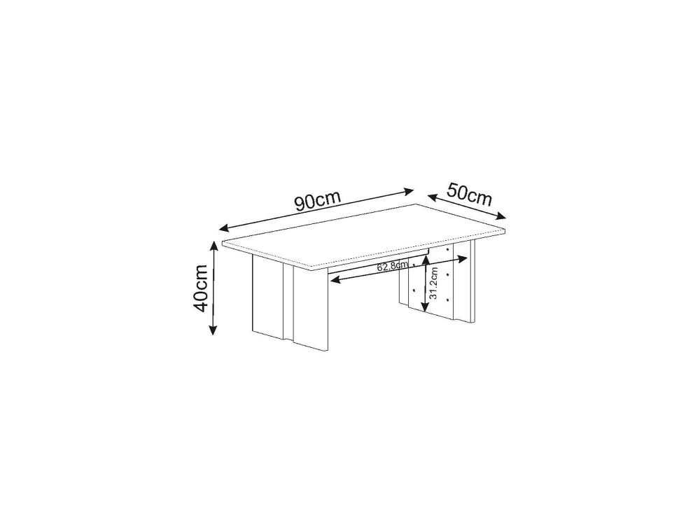 Ravello" wooden coffee table - 90 x 50 x 40 cm - White