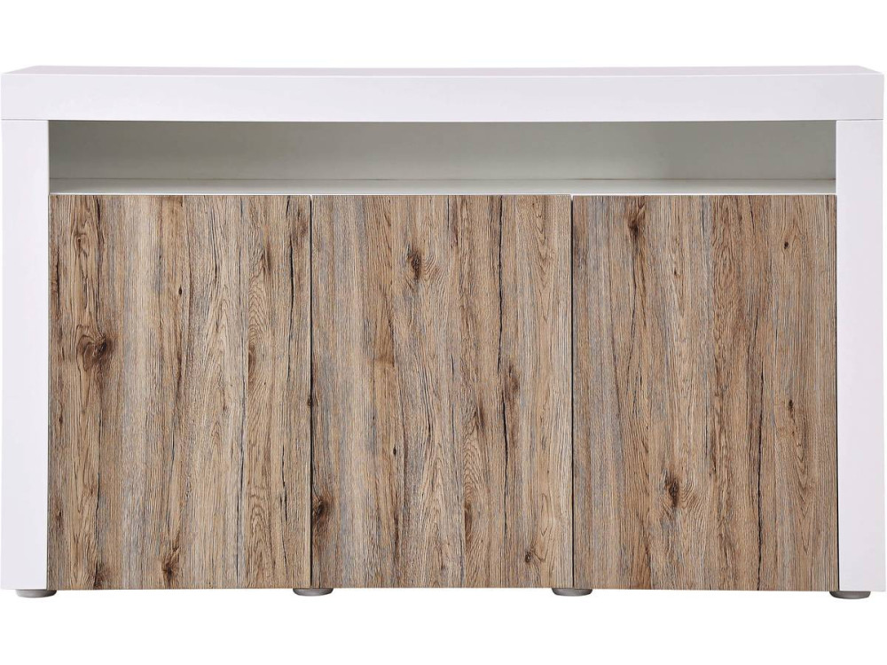 Sideboard with LED  "Bogota" - 155 x 40 x 92 cm - Oak / White lacquered