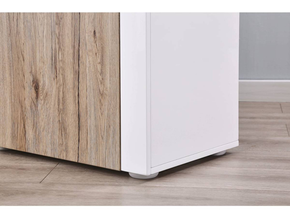 Sideboard with LED  "Bogota" - 155 x 40 x 92 cm - Oak / White lacquered