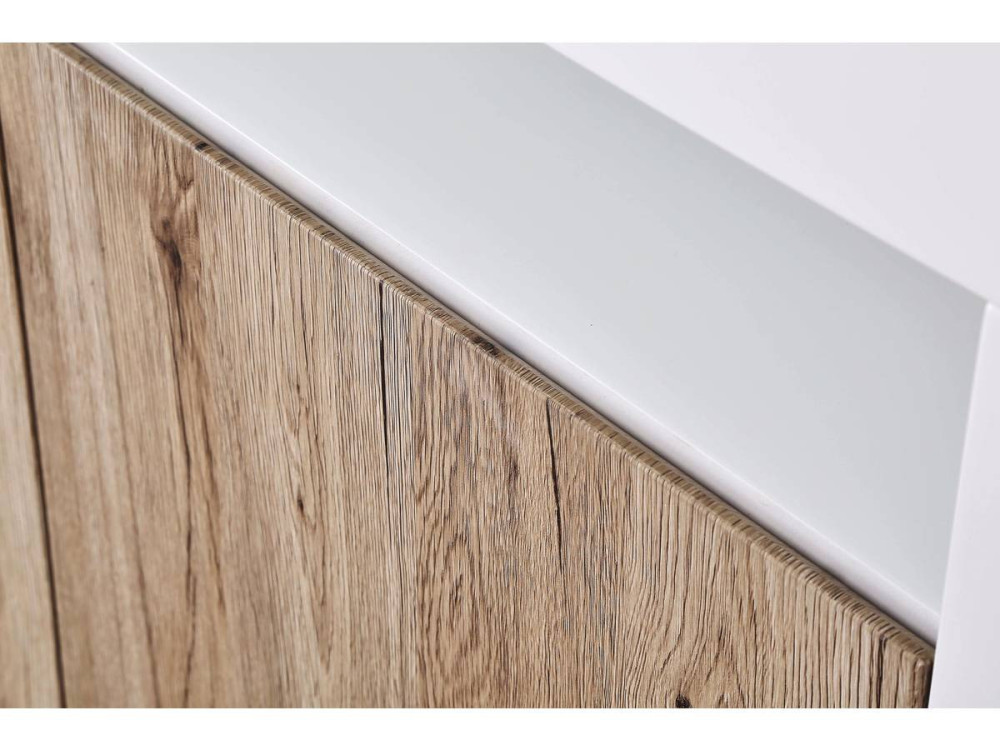 Sideboard with LED  "Bogota" - 155 x 40 x 92 cm - Oak / White lacquered
