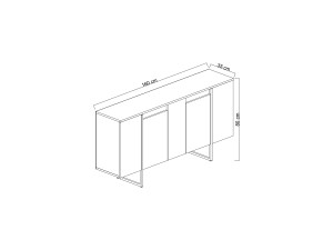 Luxe" wooden sideboard - 160 x 35 x 80 cm - White gold