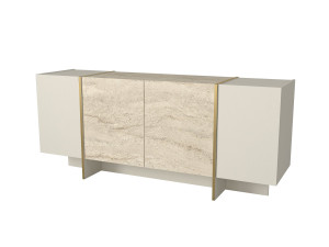 Veyron" wooden sideboard - 180 x 46 x 75 cm - Travertine, Sandstone