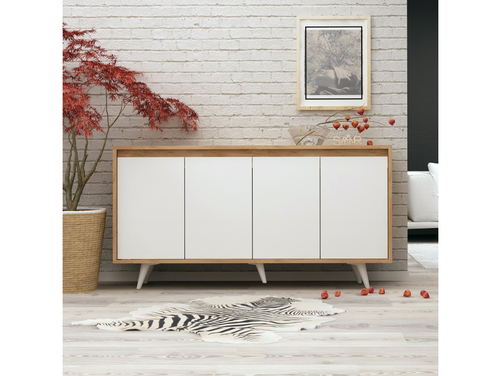 Shans" wooden sideboard - 140 x 40 x 86 cm - White