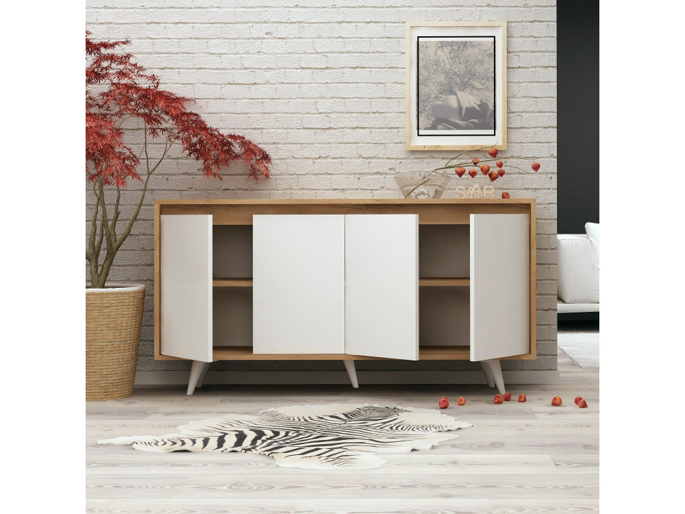 Shans" wooden sideboard - 140 x 40 x 86 cm - White