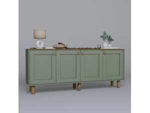 Bohem" wooden sideboard - 180 x 40 x 75 cm - Green