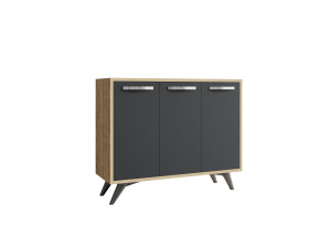 Piffa" wooden sideboard - 100 x 35 x 82 cm - Charcoal grey