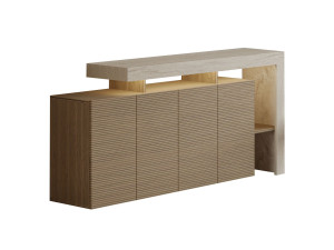 Beliz" wooden sideboard - 170 x 35 x 80 cm - Travertine / Warm Oak