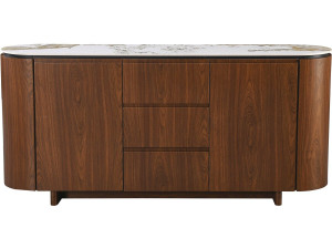 Stonea" wooden sideboard with ceramic top - 180 x 40 x 85 cm - Brown