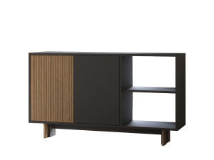 Ravello" wooden sideboard - 140 x 35 x 80 cm - Charcoal grey