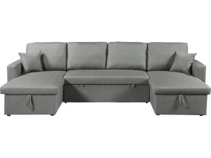 Alain" panoramic fabric corner sofa bed - 4 seater - Grey