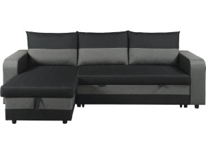 Victor" fabric reversible/convertible corner sofa - 3 seater - Black