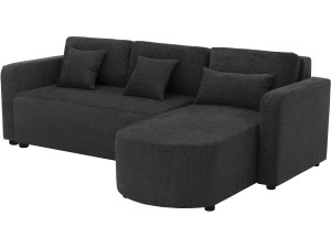 Charles" fabric corner convertible/reversible sofa - 3 seater - Black