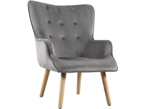 Scandinavian style velvet armchair "Odense" - 73 x 81 x 92.5 cm - 1 seater - Grey