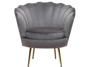 Velvet armchair "Floria" - 75 x 68 x 77.5 cm - Grey