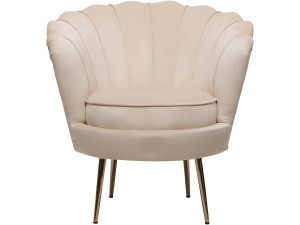 Velvet armchair "Floria" - 70 x 73 x 76 cm - Beige