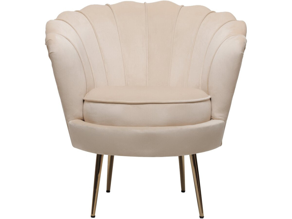 Velvet armchair "Floria" - 70 x 73 x 76 cm - Beige