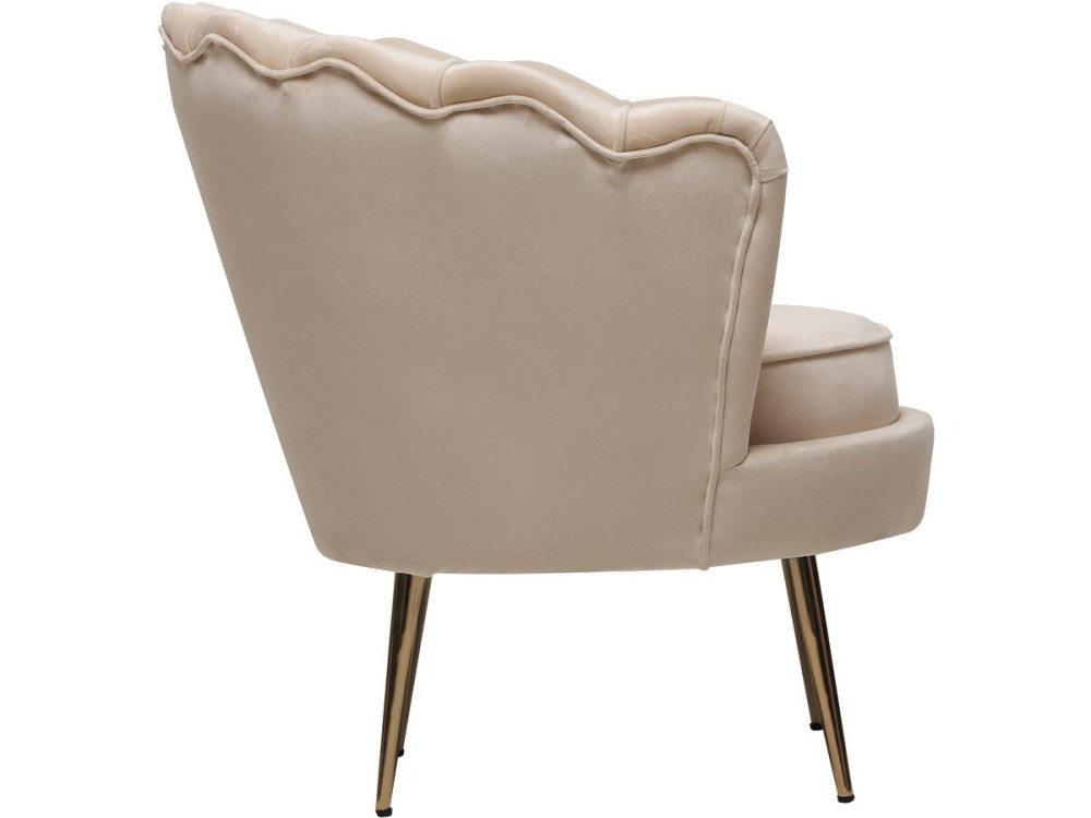 Velvet armchair "Floria" - 70 x 73 x 76 cm - Beige