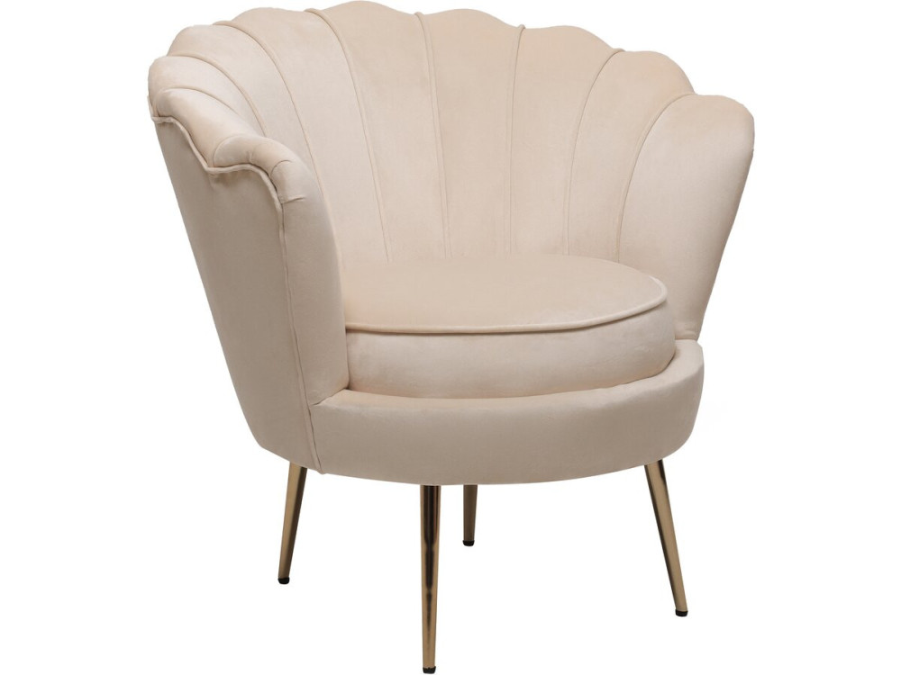Velvet armchair "Floria" - 70 x 73 x 76 cm - Beige
