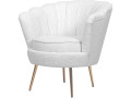 Velvet armchair "Floria" - 70 x 73 x 76 cm - Beige - White