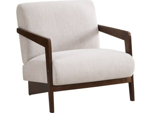 Lena" Scandinavian interior armchair in wood and fabric - Beige