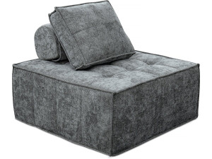 Fireside chair in "Velluto" textured fabric - 96 x 100 x 89 cm - Grey