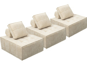 Set of 3 "Velluto" textured fabric modular sofa seats - Beige