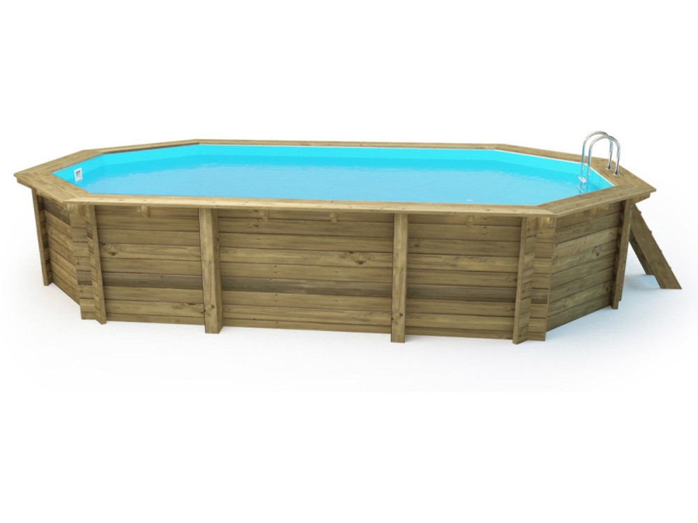 Brazilia 130" wooden pool 5.86 x 3.86 x 1.31 m - 180 µ bubble cover - 280 g/m² winter cover