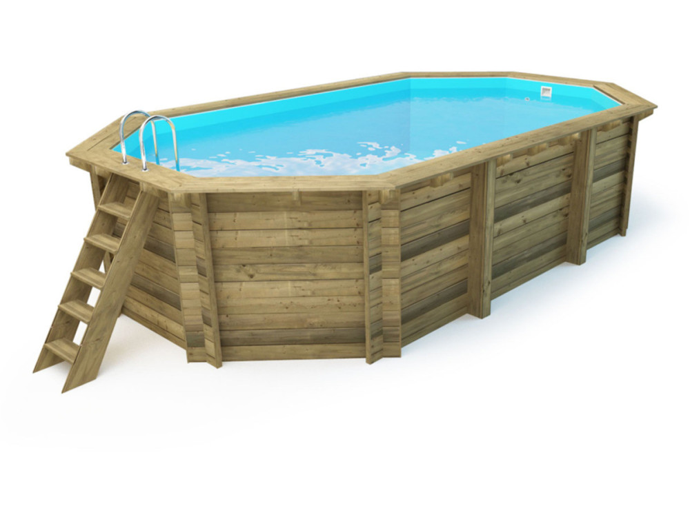 Miami 130" wooden pool - 4.86 x 3.36 x 1.30 m + 180 µ bubble cover + 280 gr/m² winter cover