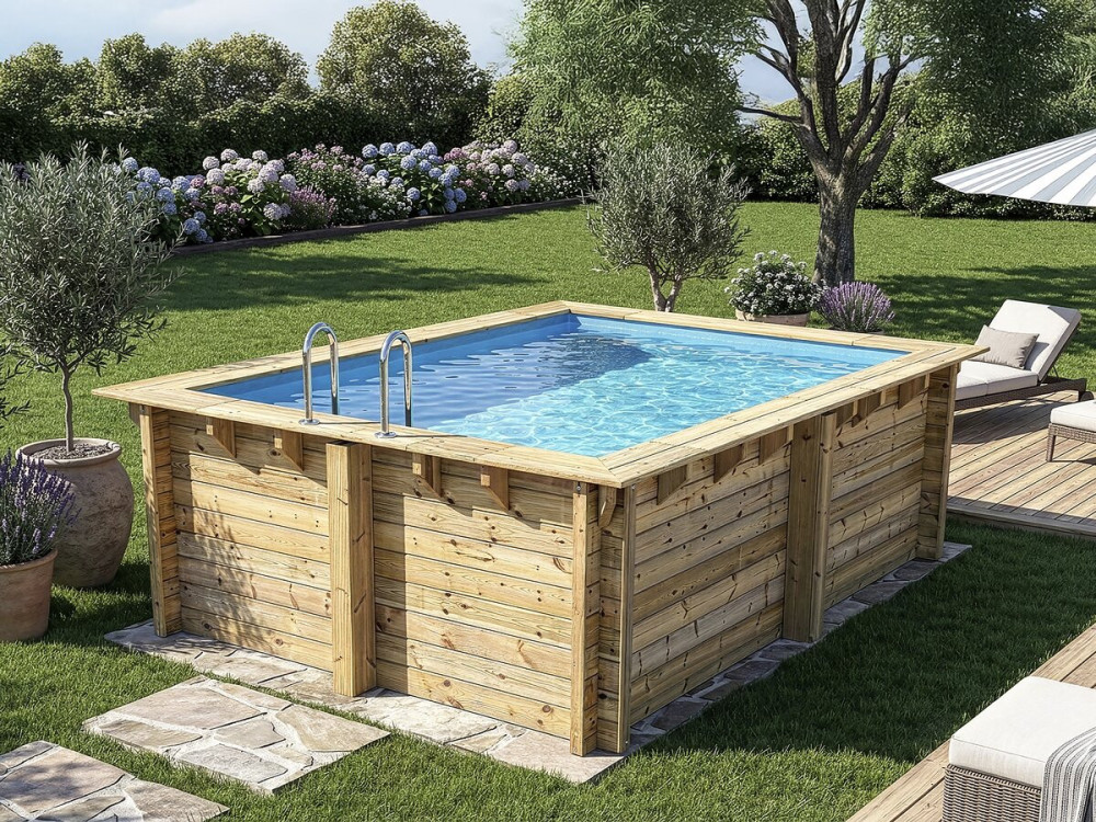 Zanzibar" rectangular wooden pool - 3.50 x 2.30 x 1.24 m