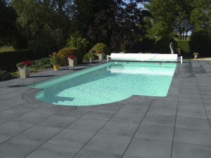 Set of 40 straight "Vendée" coping stones - 60 x 33 x 3 cm + 4 corner coping stones 48 x 48 x 3 cm - Grey tone