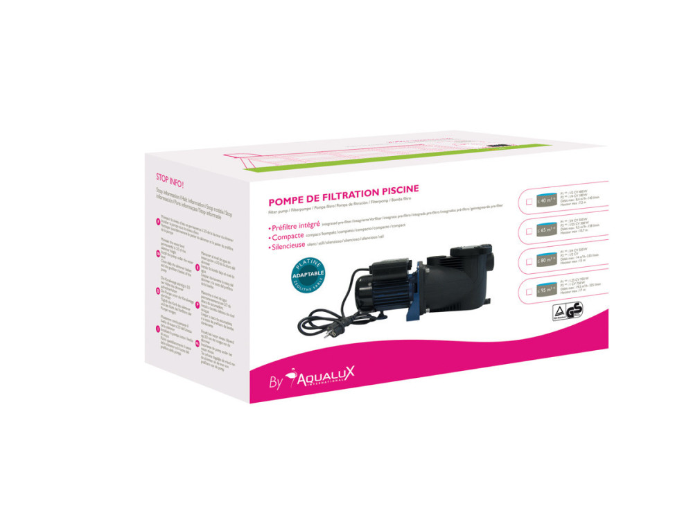 Model 1/2" single-phase filtration pump - For above-ground pools up to 65 m3