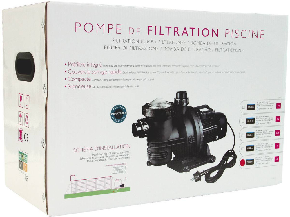 Aqualux Premium" filtration pump - 1.5" - 17.9 m3/h - For in-ground pools from 70-90 m3