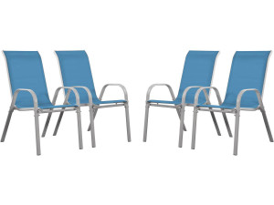 "Cordoba" Textilene garden chair - Phoenix - Blue- Pack of 4