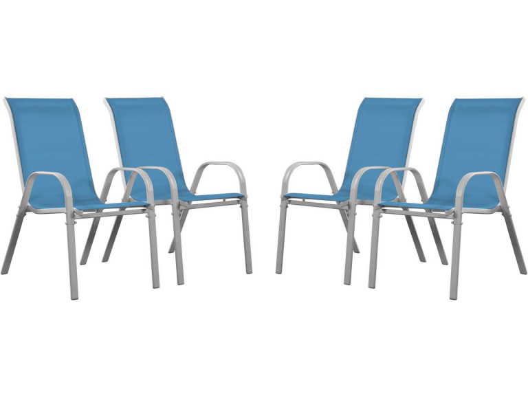 "Cordoba" Textilene garden chair - Phoenix - Blue- Pack of 4