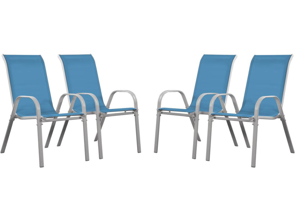 "Cordoba" Textilene garden chair - Phoenix - Blue- Pack of 4