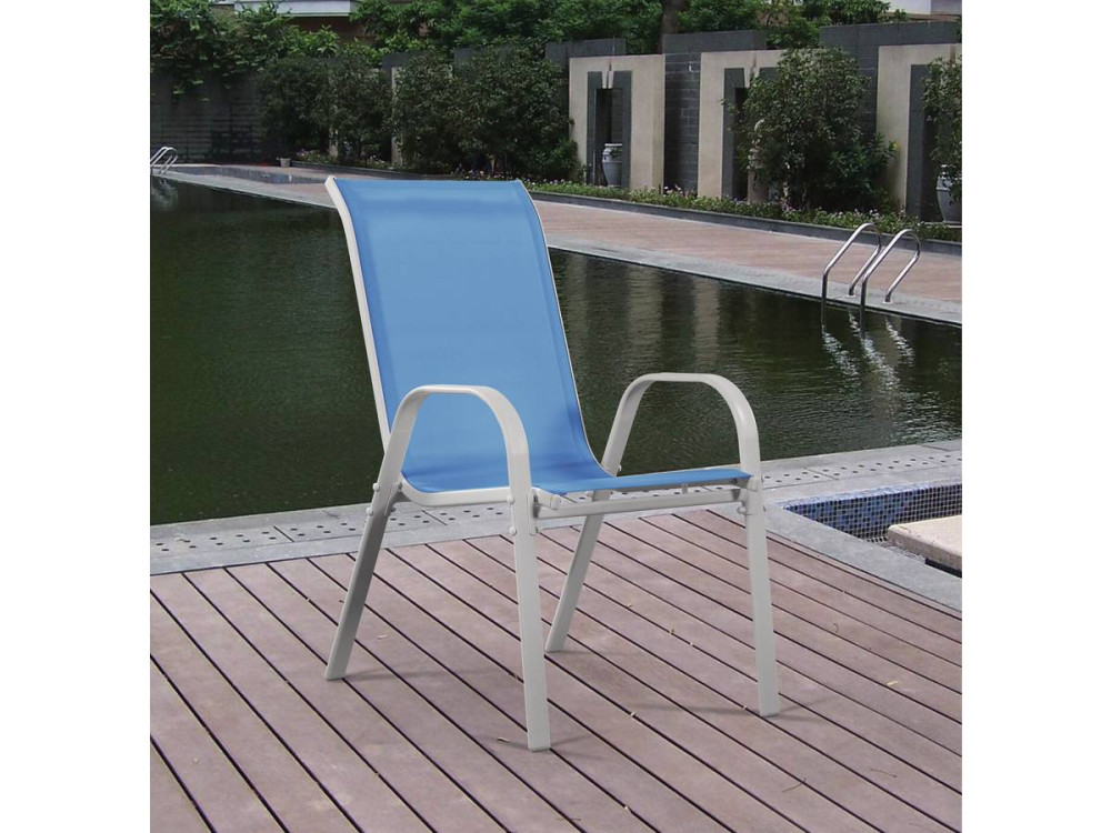 "Cordoba" Textilene garden chair - Phoenix - Blue- Pack of 4