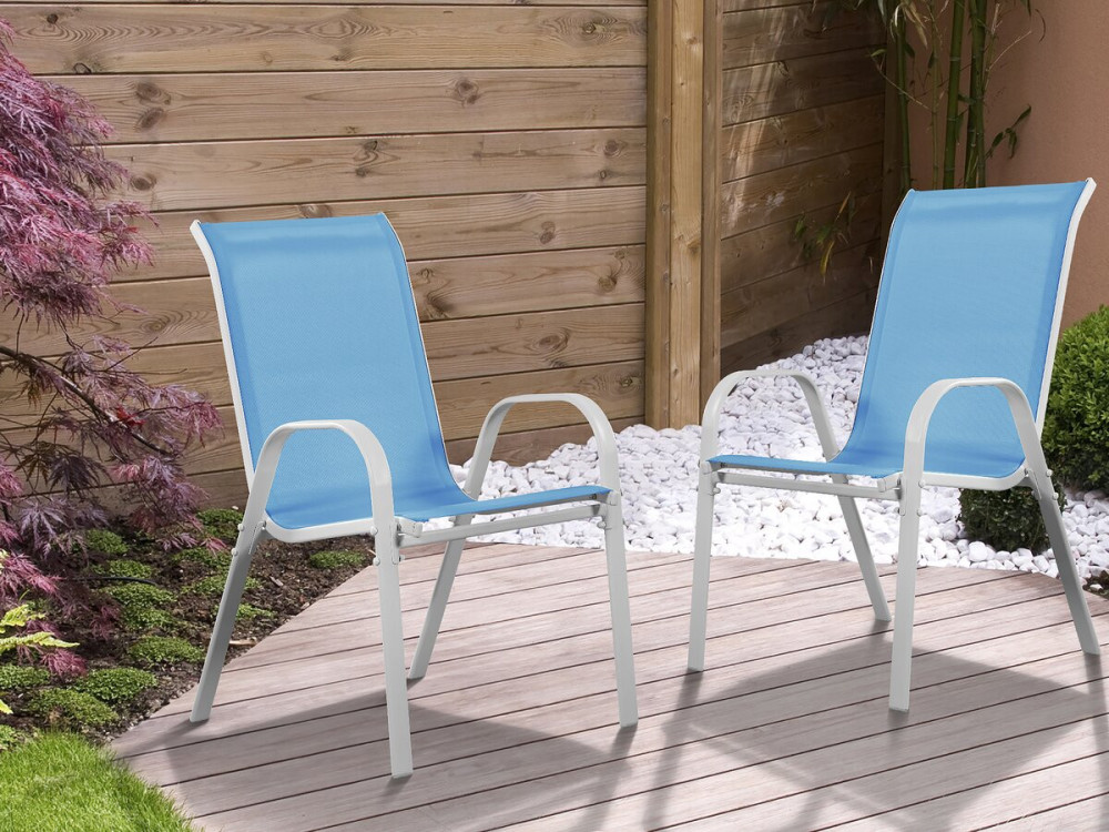 Cordoba" Textilene garden chair - Phoenix - Blue - Pack of 2