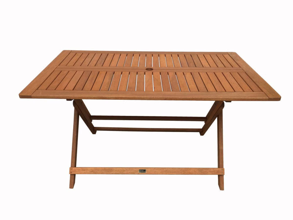 Hong Kong" exotic wood folding table - Maple - 135 x 80 cm - Light brown