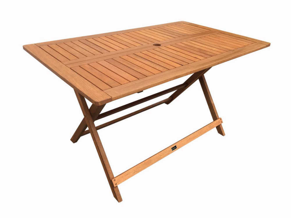 Hong Kong" exotic wood folding table - Maple - 135 x 80 cm - Light brown