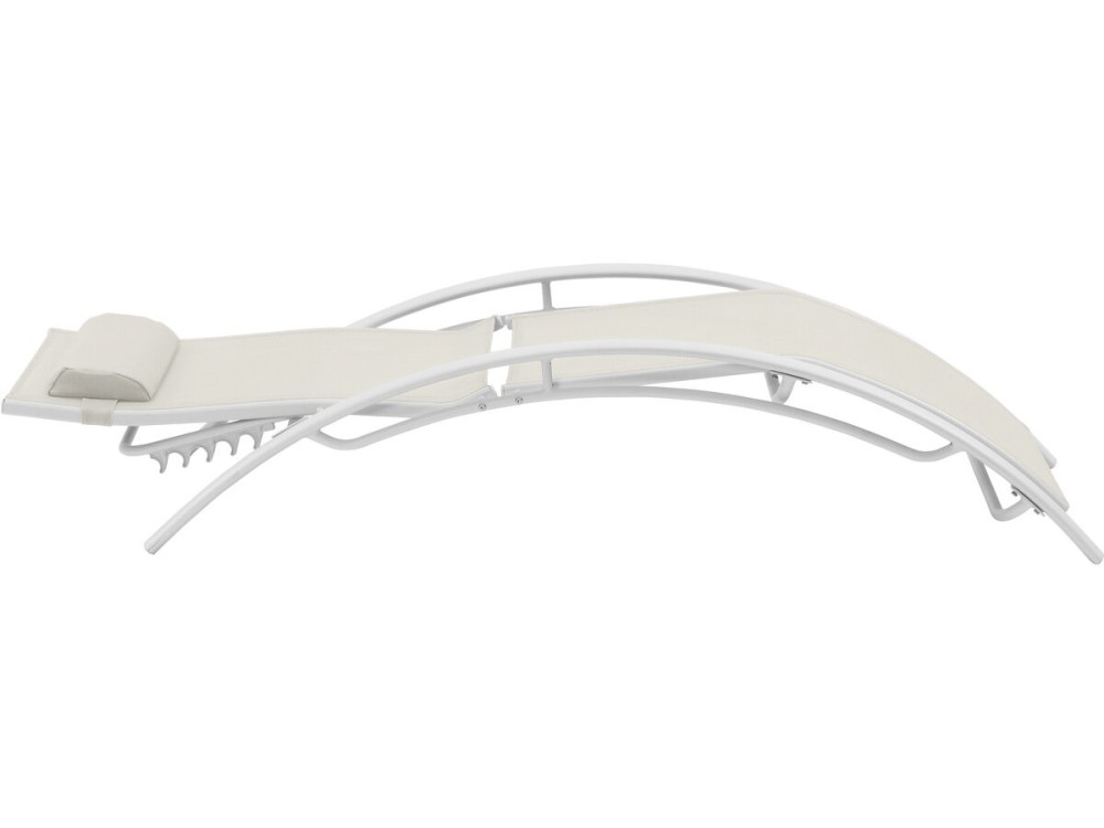 Set of 2 Aluminium Sun Bathing Chairs / Sun Lounge - Beauty - "Phoenix" - Off White