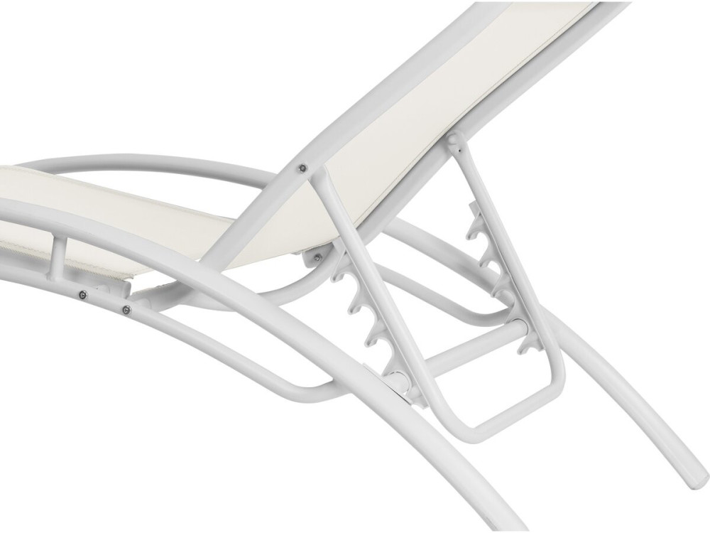Set of 2 Aluminium Sun Bathing Chairs / Sun Lounge - Beauty - "Phoenix" - Off White