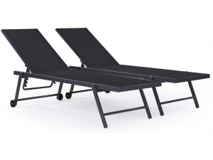 Set of 2 Textile and aluminium sunbathing chairs  "Jolia" - Phoenix - Black