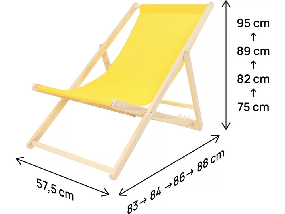 Set of 2 "Chilienne" wooden deckchairs - 107 x 56.5 x 81 cm - Yellow