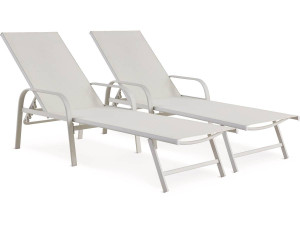 Set of 2 "Farniente" metal sun loungers - White