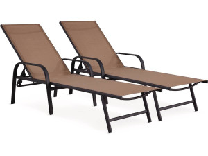 Set of 2 "Farniente" metal sun loungers - Taupe