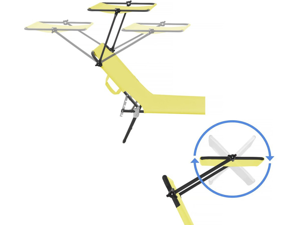 Lt of 2 "Lazy" folding sunbeds - With sunshade - Yellow