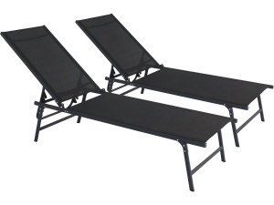 Set of 2 "Sublima" metal sun loungers - 180 x 54 x 104 cm - Black