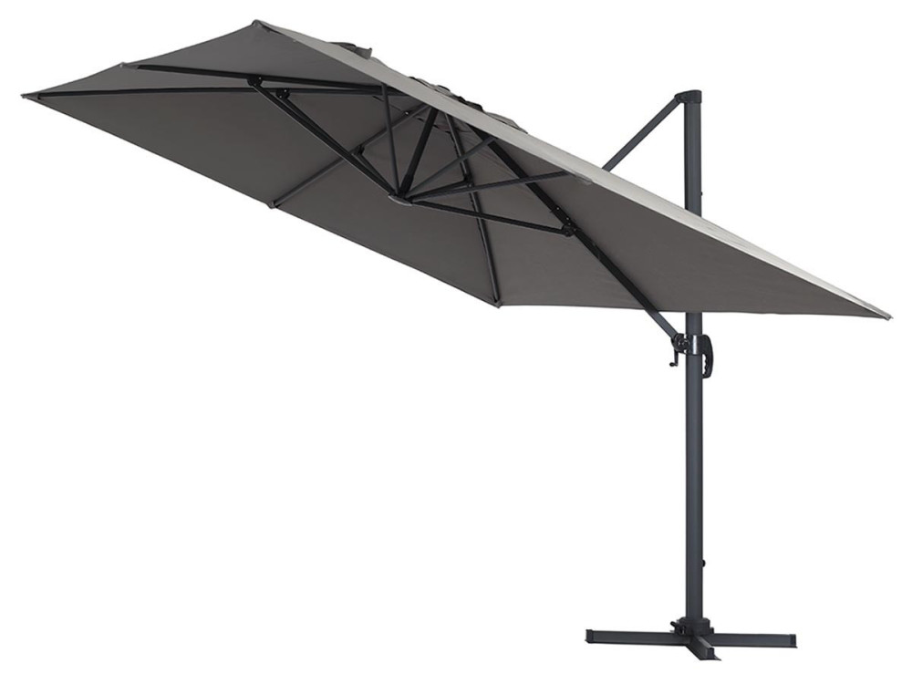 Cantilever Garden Umbrella in Aluminium "Sun 4" - Rectangular - 3m x 4m (9ft. 1 in. x 13ft. 1.5 in.) - Grey