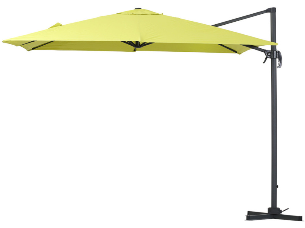 Cantilever Umbrella with Aluminium Mast Pole "Sun 3" - Square -  3 x 3 m  (9'10" x 9'10") - Green