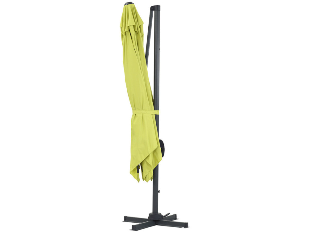 Cantilever Umbrella with Aluminium Mast Pole "Sun 3" - Square -  3 x 3 m  (9'10" x 9'10") - Green